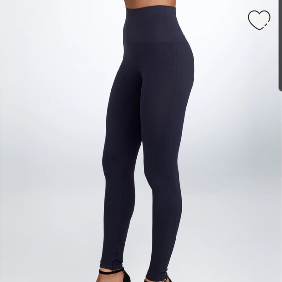 SPANX Look At Me Now Seamless Leggings Tights Navy Blue Small high rise - Picture 2 of 12